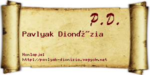 Pavlyak Dionízia névjegykártya